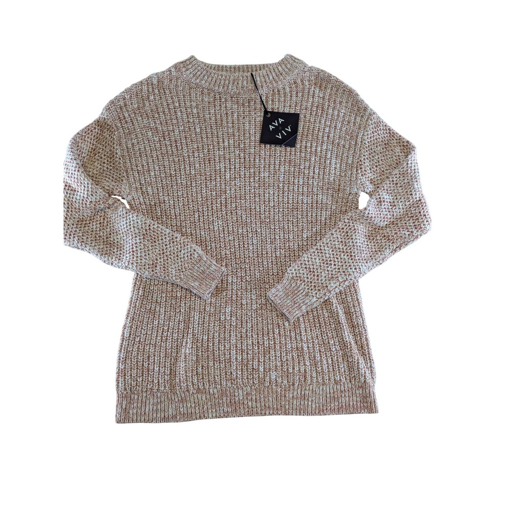 Ava & Viv Pink White Marled Knit Pullover Sweater Size X NEW NWT 021 08 1018